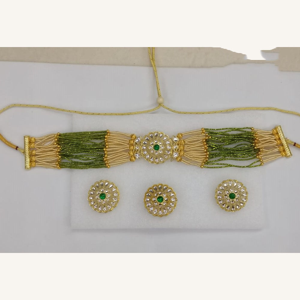 Midas Touch Glam Kundan Stone And Pearl Choker Necklace Set