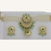 Midas Touch Glam Kundan Stone And Pearl Choker Necklace Set