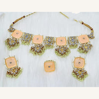 Midas Touch Glam Kundan Stone And Pearl Choker Necklace Set