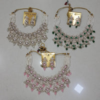 Midas Touch Glam Kundan Stone And Beaded Choker Necklace Set  (Assorted Designs)