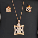 Js Fashion Stylish Rose Gold Finish Austrian Stone Chain Pendant Set