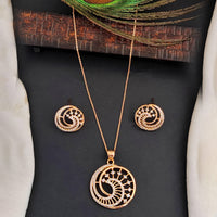 Js Fashion Rose Gold Stylish Austrian Stone Chain Pendant Set