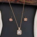 Js Fashion Stylish Rose Gold Finish Crystal Stone Chain Pendant Set