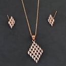 Js Fashion Stylish Rose Gold Finish Crystal Stone Chain Pendant Set