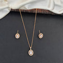 Js Fashion Stylish Rose Gold Finish Crystal Stone Chain Pendant Set