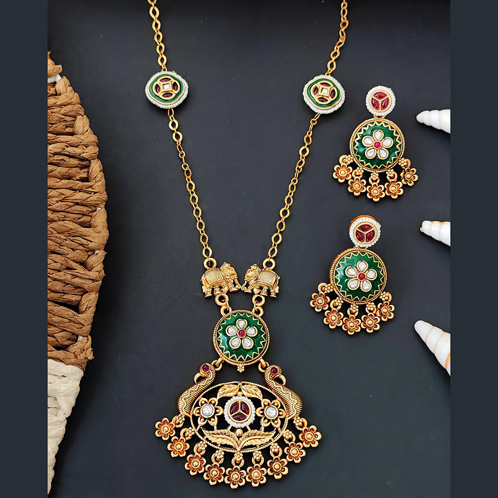 Js Fashion  Heritage Rajwadi Polish Fancy Style Pendant Set