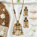 Js Fashion  Heritage Rajwadi Polish Full Stone Party Wear Pendant SetSet
