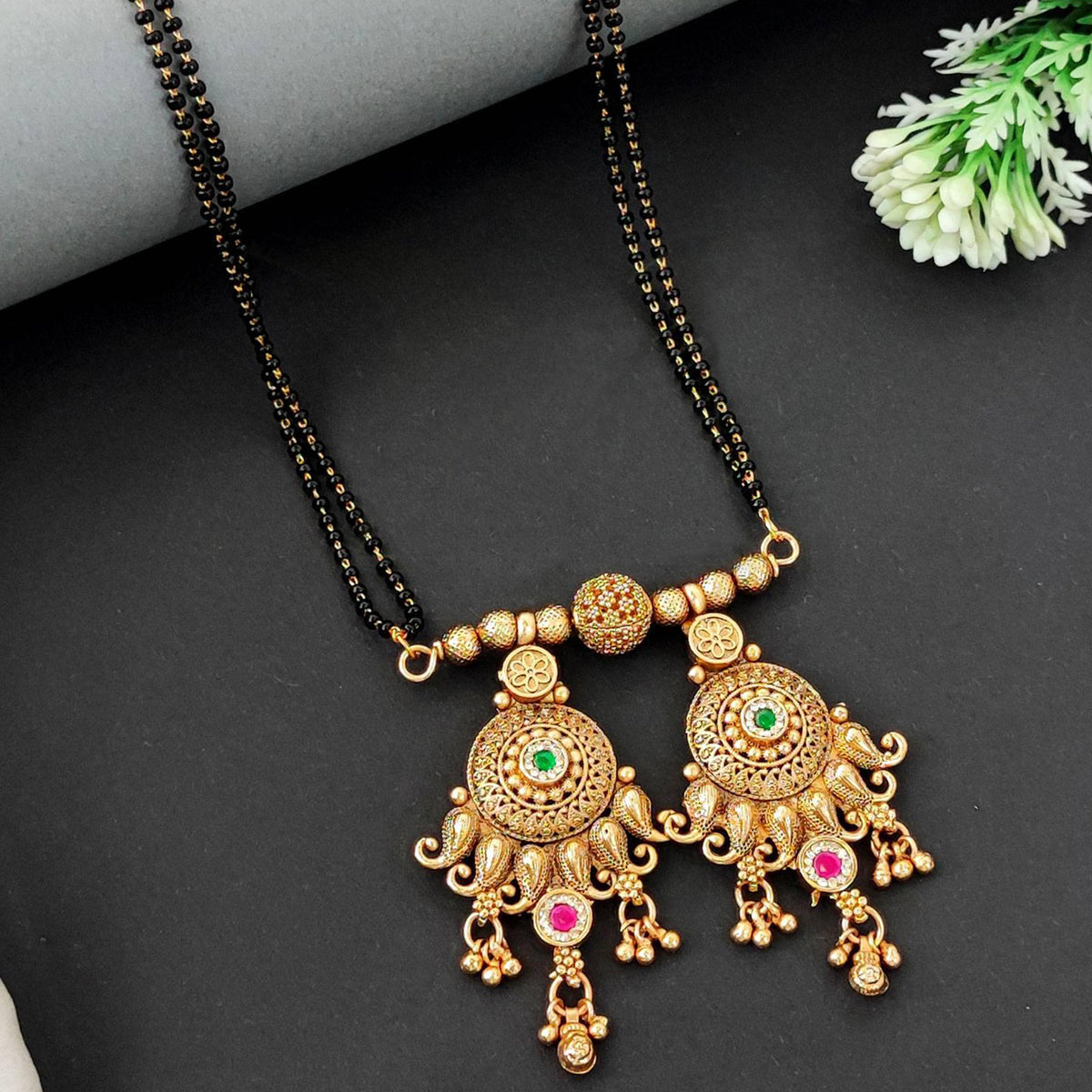 Js Fashion  Premium Rajwadi Polish Gold Mangalsutra Jewellery