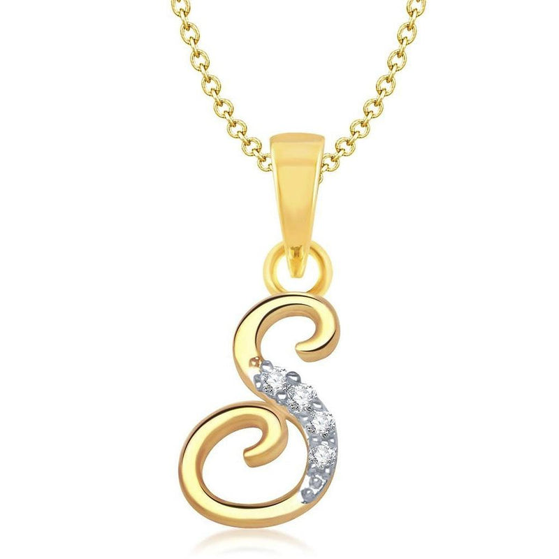 Mahi Letter S Alphabet Unisex Pendant Without Chain