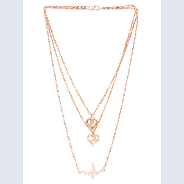 Darshana Jewels Rose Gold Plated Stylish Fashionable Multilayer Chain Charm Pendants Necklace