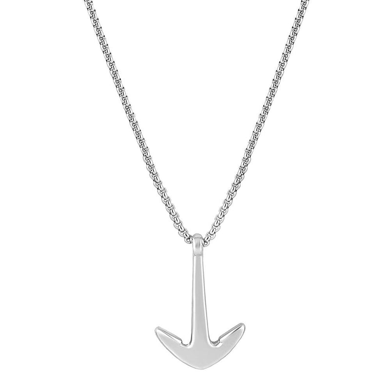 Mahi Rhodium Plated Unisex Ship Anchor Necklace Pendant with Box Chain (PS1101880R)