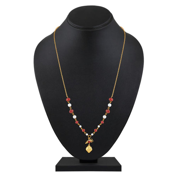 Mahi Simple and Lovely Strawberry Necklace with Artificial Beads and Gold Plating for Women (PS1101918G)