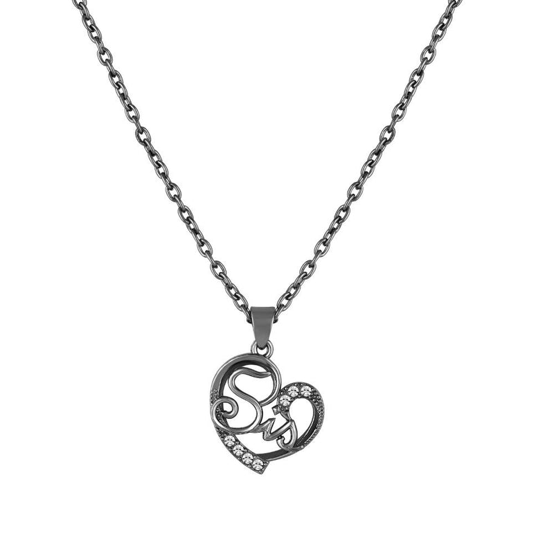 Mahi Sis Engraved in Heart Pendant Necklace with Chain for Sister (PS1101921B)