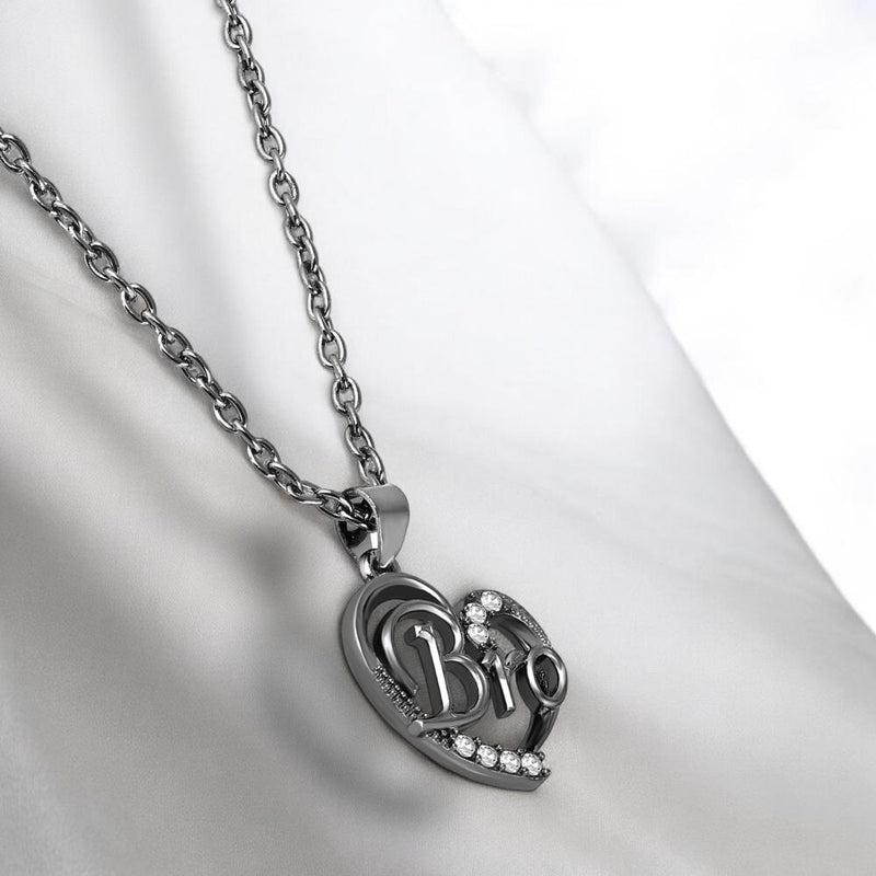 Mahi Bro Engraved in Heart Pendant Necklace with Chain for Brother (PS1101925B)