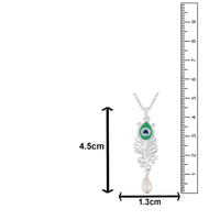 Mahi Peacock-Feather-Theme Meenakari Work Pendant Necklace for Women with Crystals and Pearl Drop (PS1101961R)