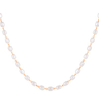 Mahi Lightweight Elegant White Artificial Pearl & Rose Gold-Toned Necklace for Women (PS1101968Z)