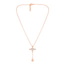 Mahi Angel Winged-Shaped & Heart Lariat Pendant Necklace with Dangling Heart Charm & Sparkling Stones | Rose-Gold Tone Chain for Women (PS1101969ZWhi)