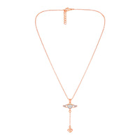 Mahi Angel Winged-Shaped & Heart Lariat Pendant Necklace with Dangling Heart Charm & Sparkling Stones | Rose-Gold Tone Chain for Women (PS1101969ZWhi)