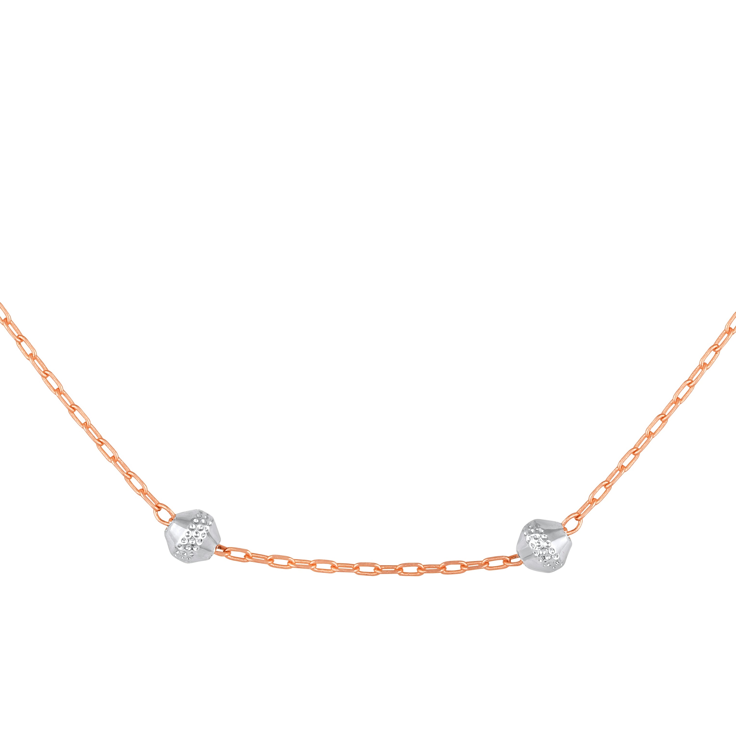 Mahi Elegant Rose Gold Plated Minimal Beaded Chain Necklace Stylish Neck Chain for Women (PS1101970Z)