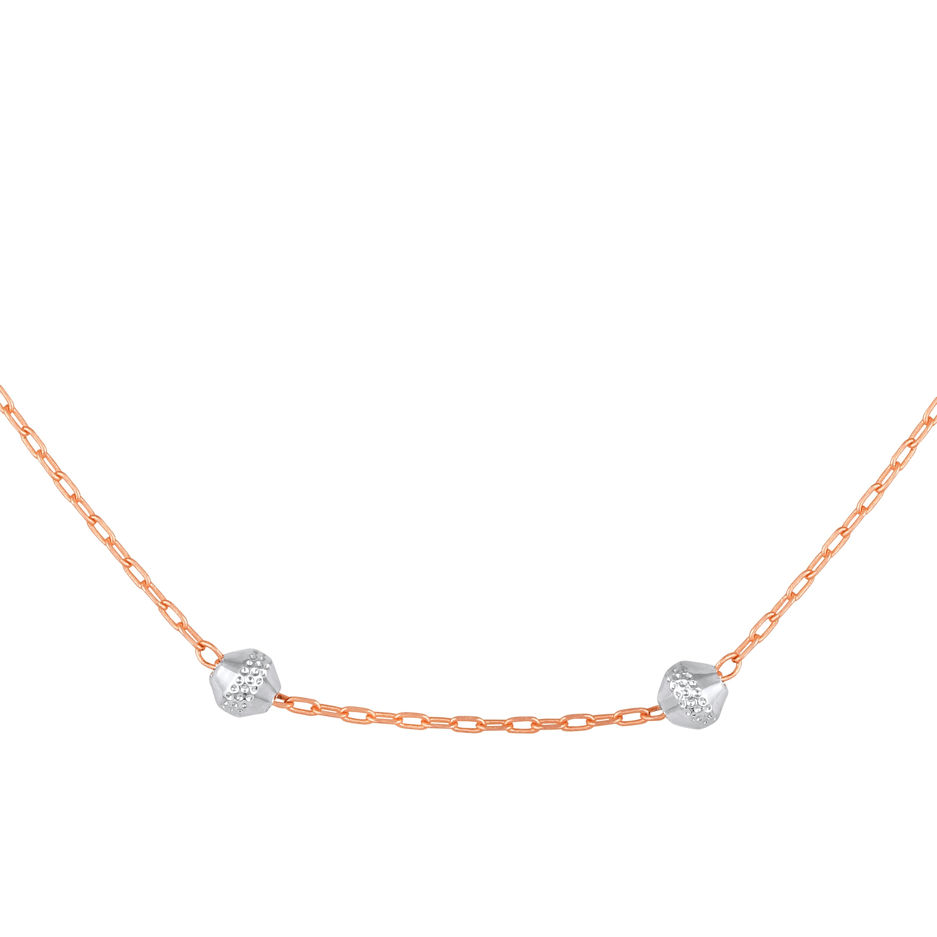 Mahi Elegant Rose Gold Plated Minimal Beaded Chain Necklace Stylish Neck Chain for Women (PS1101970Z)