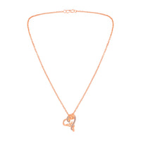 Mahi Rose & Heart Shaped Sparkling White Crystals Pendant Necklace for Women (PS1101973ZWhi)