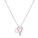 Mahi Rose & Heart Shaped Sparkling White Crystals Pendant Necklace for Women (PS1101974RPin)