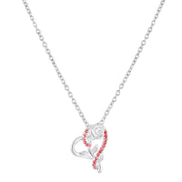 Mahi Rose & Heart Shaped Sparkling White Crystals Pendant Necklace for Women (PS1101974RPin)