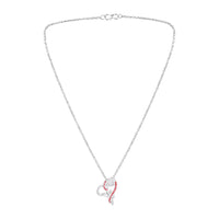 Mahi Rose & Heart Shaped Sparkling White Crystals Pendant Necklace for Women (PS1101974RPin)