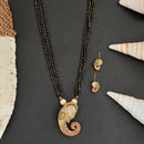 Js Fashion  Kemp Jewellery Matte Gold Polish Beautiful Design Lord Ganesha Design Pendant Set