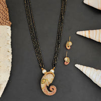 Js Fashion  Kemp Jewellery Matte Gold Polish Beautiful Design Lord Ganesha Design Pendant Set