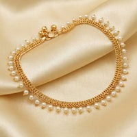 JS Fashion Royal High Gold Pearl Designer Anklet (Payal)