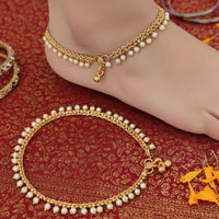 JS Fashion Royal High Gold Pearl Designer Anklet (Payal)