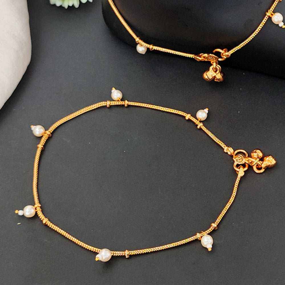 JS Fashion Royal High Gold Pearl Designer Anklet (Payal)