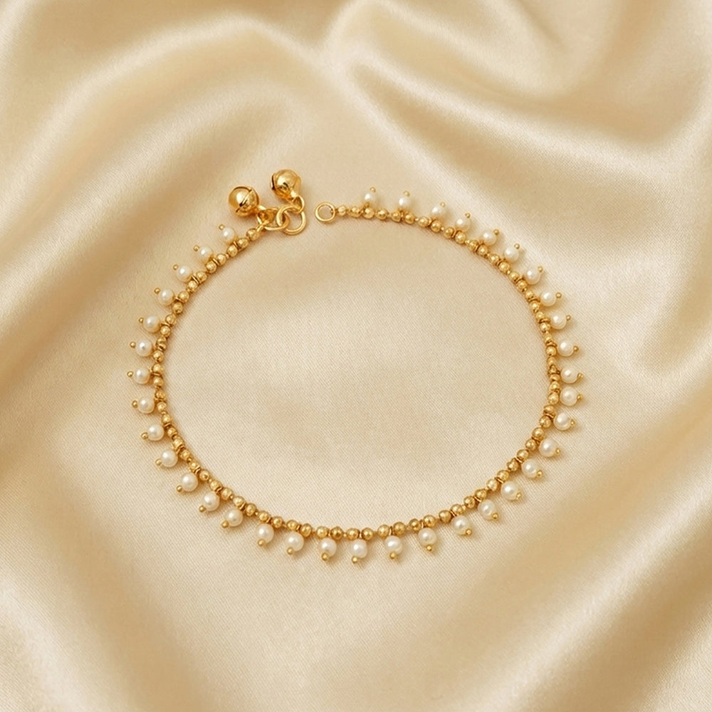 JS Fashion Royal High Gold Pearl Designer Anklet (Payal)