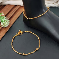 Js Fashion  Premium Gold Finish Beaded Anklet Lightweight Payal