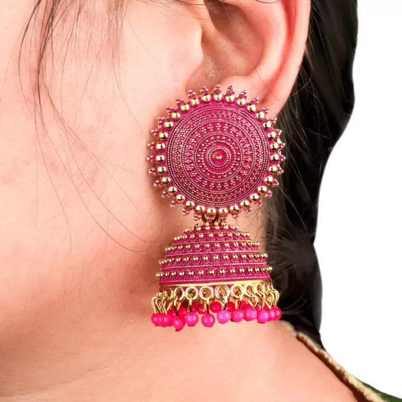 Subhag Alankar Pink Attractive Kundan Jhumki earrings ideal for festive wear