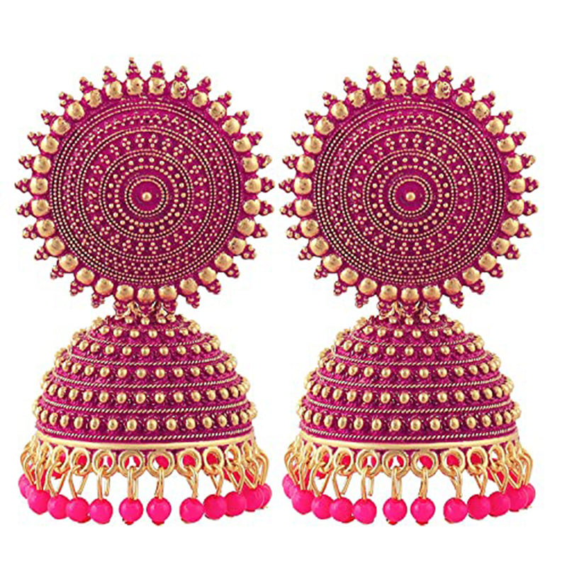 Subhag Alankar Pink Attractive Kundan Jhumki earrings ideal for festive wear