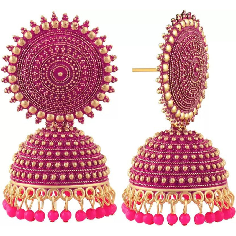 Subhag Alankar Pink Attractive Kundan Jhumki earrings ideal for festive wear