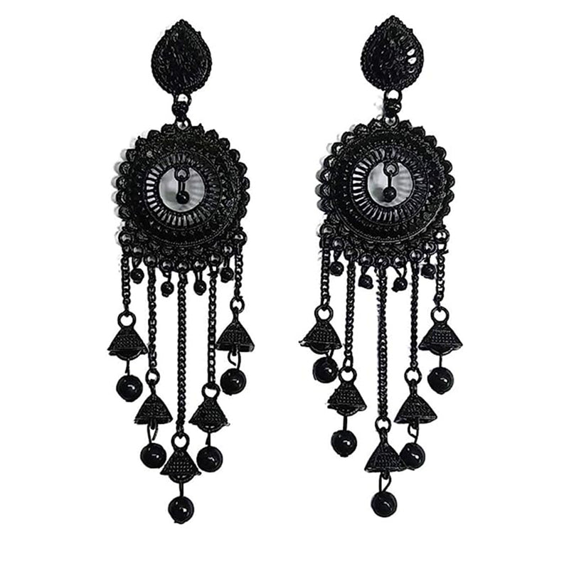 Subhag Alankar Black Crystal, Stylish Design Earrings For All Occasions for Girls & Women Alloy Drops & Danglers