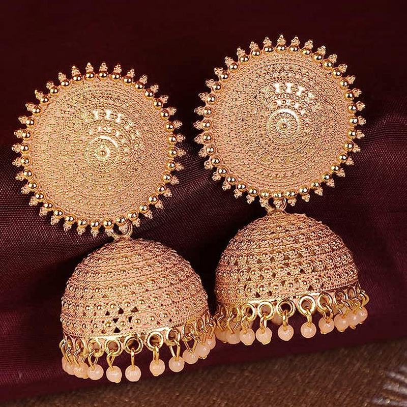 Subhag Alankar Peach Attractive Kundan Jhumki earrings ideal for festive wear