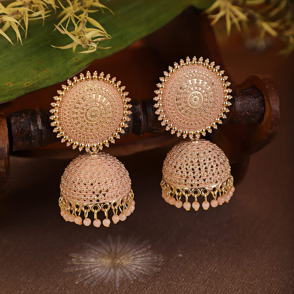 Subhag Alankar Peach Attractive Kundan Jhumki earrings ideal for festive wear