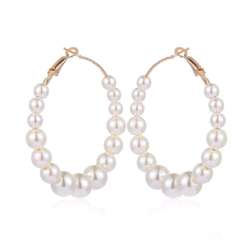 Subhag Alankar White Attractive Pearl Earring For Girls and Women, Hoop Earring