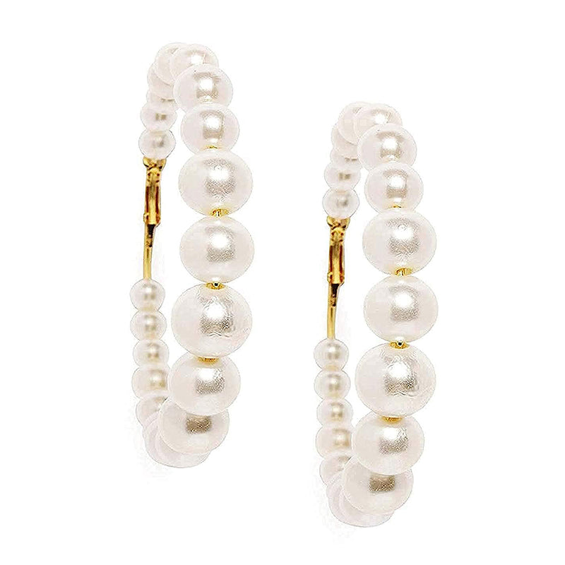 Subhag Alankar White Attractive Pearl Earring For Girls and Women, Hoop Earring