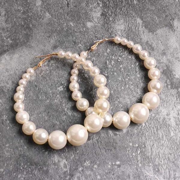 Subhag Alankar White Attractive Pearl Earring For Girls and Women, Hoop Earring