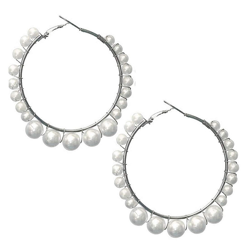 Subhag Alankar White Attractive Pearl Earring For Girls and Women,Hoop Earring