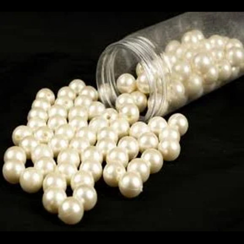 Kriaa Off White Pearls Round Shape Moti for Jewellery Making, Art Crafts Work Necklace Bracelet Earring Making DIY