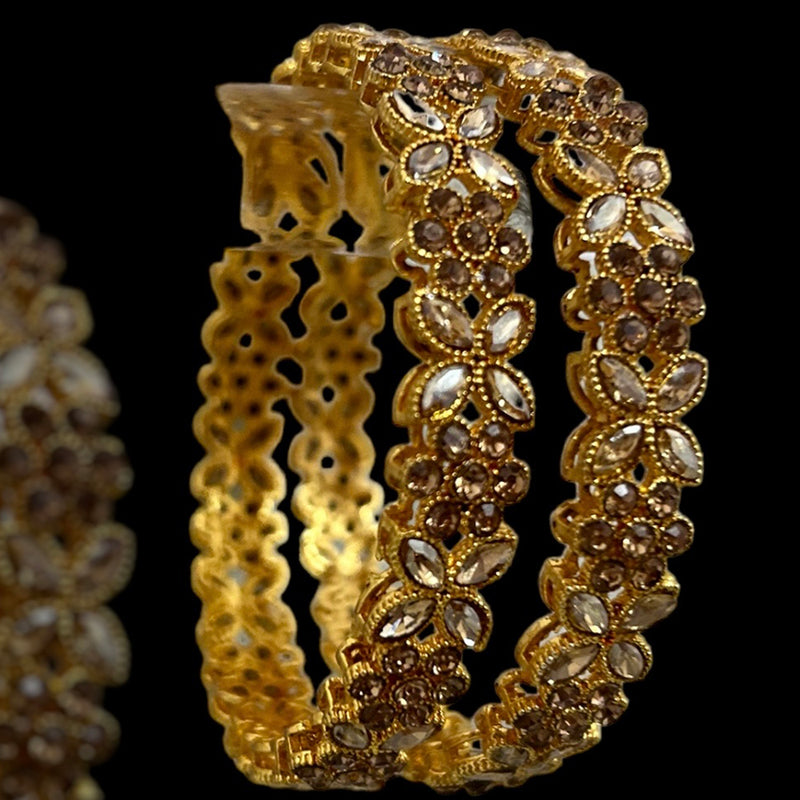 Manik Gold Plated Austrian Stone Flower Bangle Set