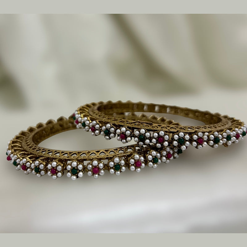 Manik Traditional Oxidised Chandni Diamond Pearl Bangle Set