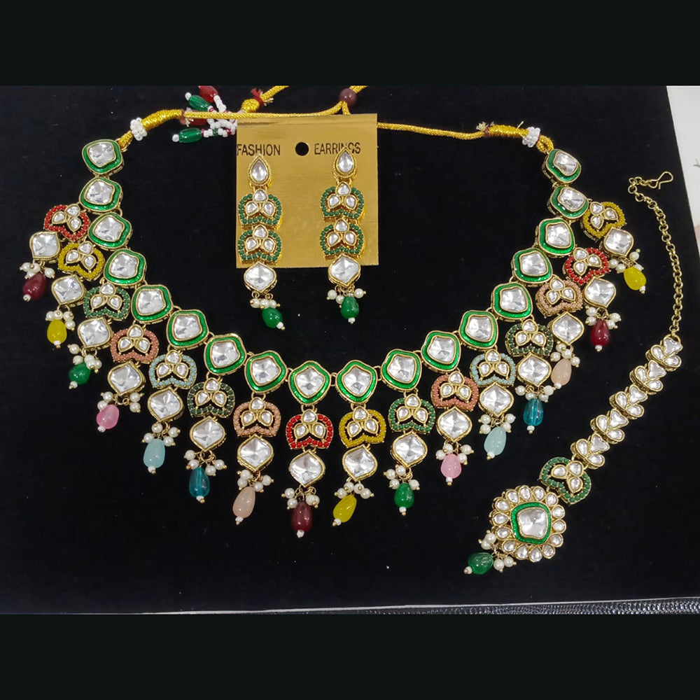 Midas Touch Divine Beauty Crystal Stone And Pearl Necklace Set