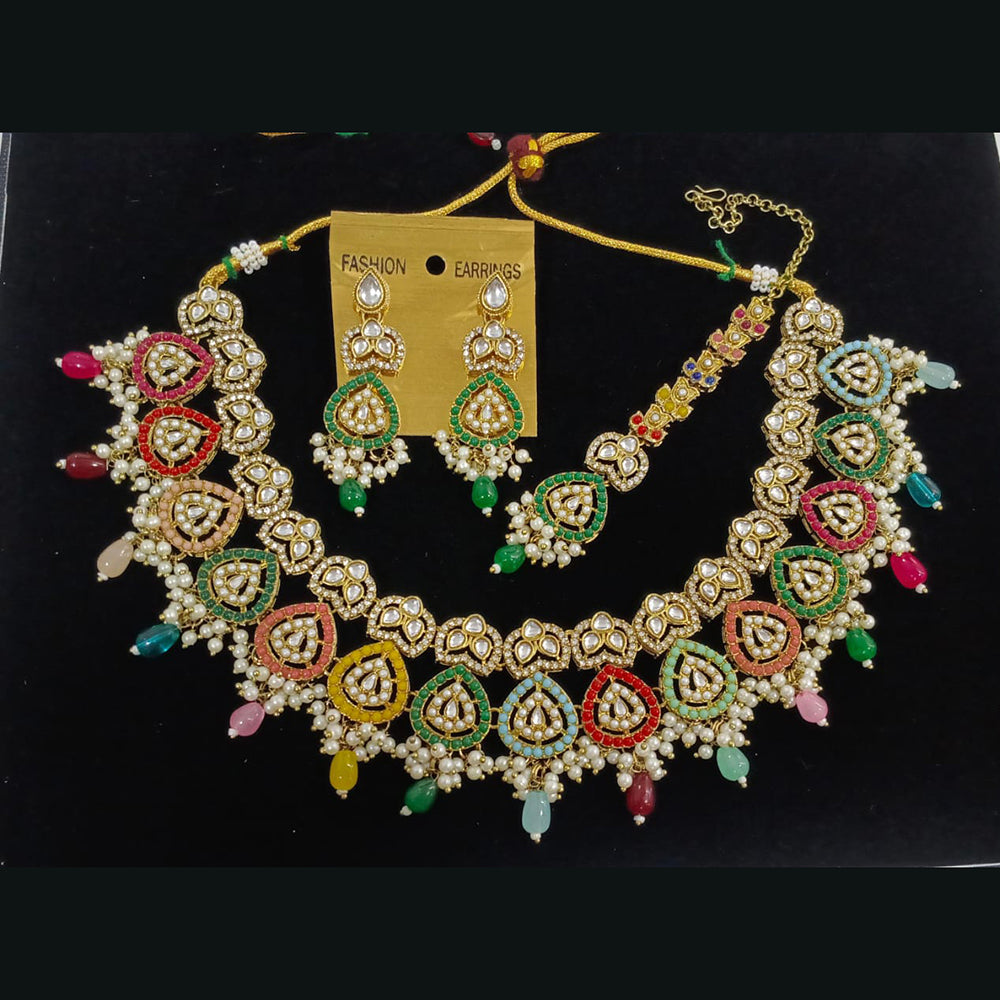 Midas Touch Divine Beauty Crystal Stone And Pearl Necklace Set